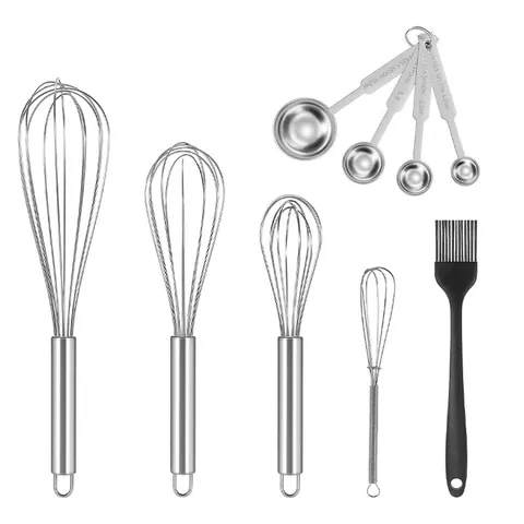 Stainless Steel Whisk And Measuring Spoons With Silicone Oil Brush Baking Kitchen Utensils For Cooking Mixing Tools