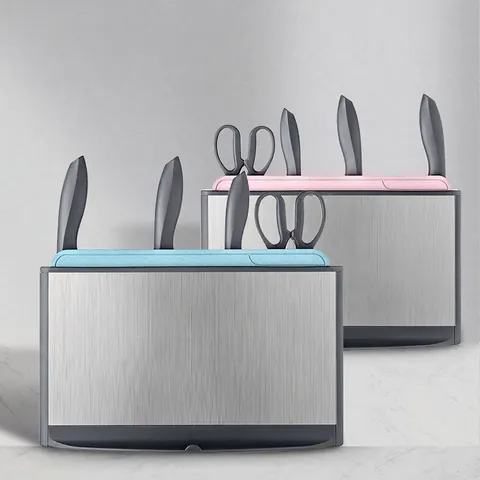 Smart Ozone Sterilization Knife Block And Cutting Board Stand Stainless Steel Kitchen Disinfection Rack For Knives Storage