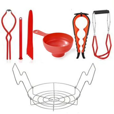 7Pcs Stainless Steel Canning Kit Set Heat Resistant Jar Lifter Tong Funnel Magnetic Lid Lifter For Kitchen Preserving Jar