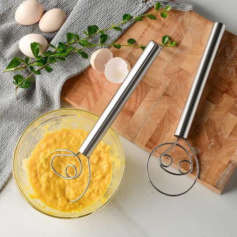 Professioneller 304 Edelstahl Dänischer Teigschneebesen Set Manueller Mehlmischer Mit Schaber Für Brot Backen Küche