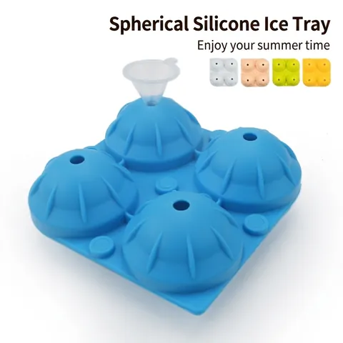 Silicone Ice Ball Maker Mold With Funnel Round Large Ice Sphere Tray For Whiskey Cocktails Easy Release Leakproof Bar Tools