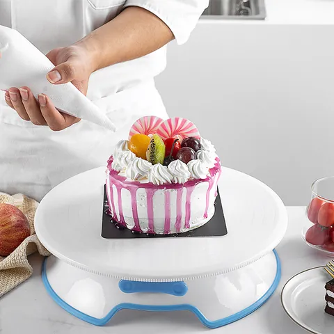 Professional Rotating Cake Turntable Detachable Non-slip Base Baking Tools White Blue Cake Display Decorating Stand TT421