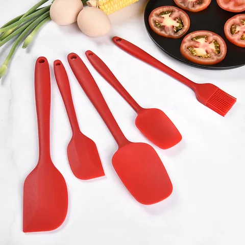 Food Grade Silicone Spatula Set Heat Resistant Non-Stick Integrated Baking Tools For Kitchen Stirring Mixing One-Piece Scraper