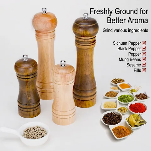 Manuelle Pfeffermühle Natürliches Massivholz Salz Gewürzmühle Mit Keramikkern Einstellbare Grobheit Küchenzubehör Zum Kochen Würzen