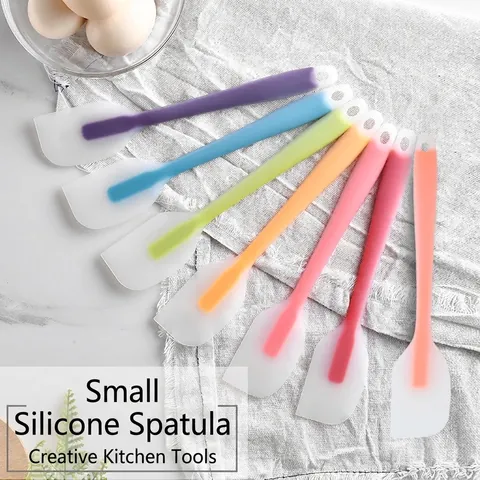 Translucent Small Silicone Spatula Heat Resistant Integrated Cream Butter Scraper Cake DIY Baking Kitchen Spatula Tool