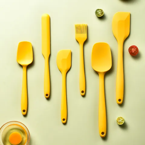 6 Piece Silicone Spatula Set Heat Resistant Non-Stick Kitchen Utensils For Baking Cooking Mixing Cream Scraper Oil Brush Utensil Kit