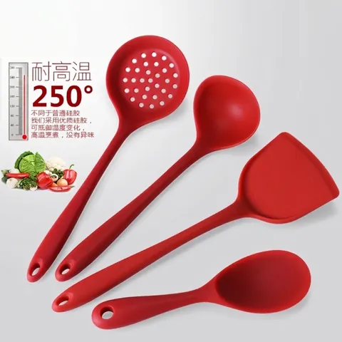 Silicone Cooking Utensils Set Heat Resistant Non-Stick Kitchen Tools Including Spatula Soup Spoon Slotted Spoon Rice Spoon For Home