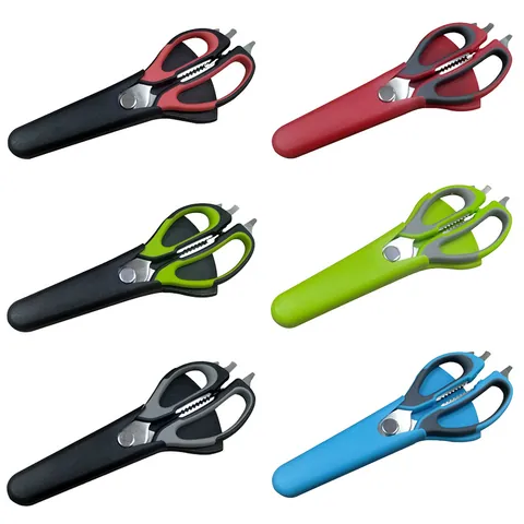 2-in-1 Multifunctional Stainless Steel Kitchen Scissors With Magnetic Case Heavy Duty Poultry Bone Scissor Cooking Tool