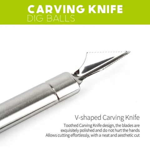 Cuchillo Tallado de Frutas de Acero Inoxidable de Doble Cabeza y Cuchara para Melón Profesional Utensilio de Cocina