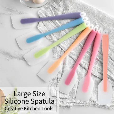Large Translucent FDA Silicone One-Piece Spatula Heat Resistant Cream Butter Scraper For Baking Cake Decorating Mixing Kitchen Tools