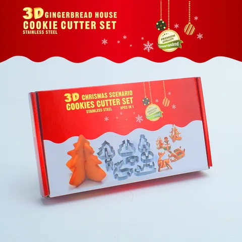 Stainless Steel Christmas Cookie Cutter Reindeer Sleigh Christmas Tree Gingerbread House Biscuit Mold For Holiday Baking