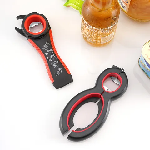 Multi-functional 5-in-1 Bottle Opener and 8-Shape Jar Gripper Set Labor-saving Kitchen Manual Openers for Various Lids Cans Jar