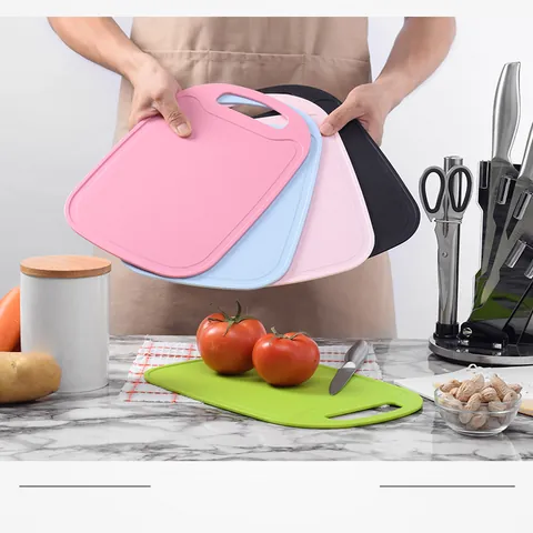 PP Plastic Cutting Board Rounded Corner Chopping Board With Hanging Hole Non-Slip Kitchen Vegetable Fruit Board Home Utility