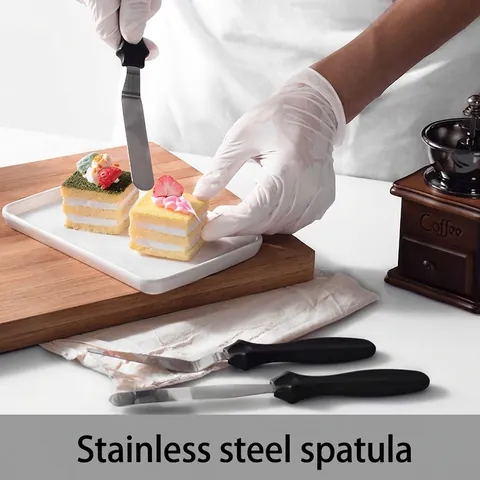 3 Piece Stainless Steel Cake Spatula Set Professional Icing Spatula Kit Plastic Handle Cream Smoother DIY Baking Tools