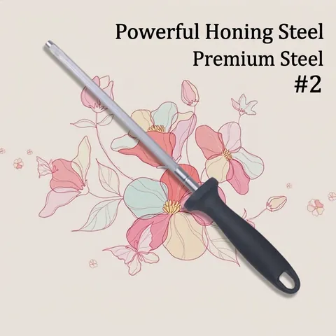 Acciaino Professionale in Acciaio al Carbonio Affilacoltelli Manuale per Coltelli da Cucina Impugnatura Ergonomica in Plastica