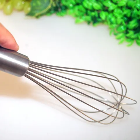 Manual Stainless Steel Egg Whisk Thickened Kitchen Balloon Whisk For Baking Mixing Beating Cream Silver Handheld Cooking Tool