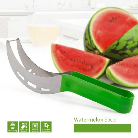 Stainless Steel Watermelon Slicer Manual Fruit Corer Cutter With Non-slip Handle For Summer Party Kitchen Fruit Tools