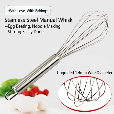 Manual Stainless Steel Whisk Heavy Duty Hand Egg Beater Kitchen Baking Tool For Mixing And Stirring Egg Cream Cookware