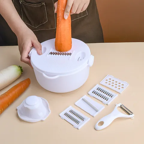 Multifunctional Vegetable Grater Box With Ceramic Slicer Shredder For Kitchen Household Potato Carrot Slicing Tool Set White Modern Style