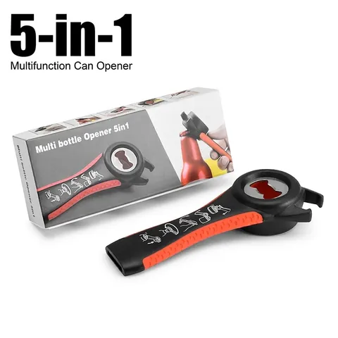 5 In 1 Multi Bottle Opener Manual Can Opener For Beer Soda Water Jar Lid Kitchen Gadgets Portable Stainless Steel Tool