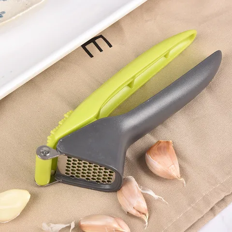 Manual Garlic Press Stainless Steel Mincer With Ergonomic ABS Handle Kitchen Gadget For Ginger Garlic Mash Green Gray