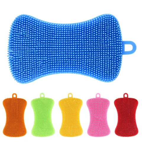 PE Dishwashing Brush Soft Bristle Soap Shaped Heat Resistant Scouring Pad For Kitchen Cleaning Pot Pan Dish Multi Colors