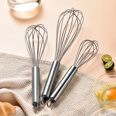 Manual Stainless Steel Whisk Set For Cooking Baking Hand Egg Beater Mixer Stirring Tool Kitchen Gadgets With Hanging Hook