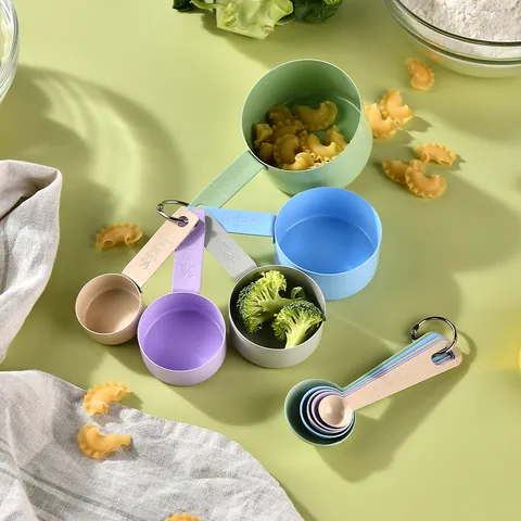 10 Piece Multicolor Stainless Steel Measuring Cups and Spoons Set with Engraved Markings for Baking Cooking Kitchen Measuring Tools