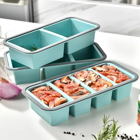 Silicone Compartment Food Storage Box With Transparent Lid Reusable Freezer Meal Prep Container Microwave Safe Lunch Box
