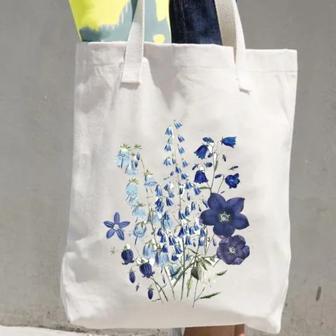 Women Canvas Tote Bag Floral Printed Large Capacity Artistic Casual Shopping Shoulder Bag Eco Friendly Reusable Handbag