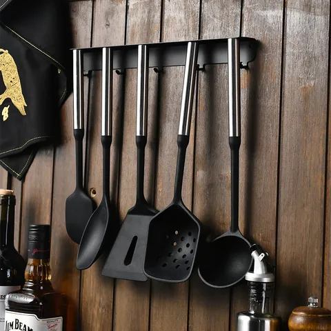 Magnetic Silicone Kitchen Utensil Set With Stainless Steel Handle Heat Resistant Non Stick Cooking Spoon Spatula Ladle Tools