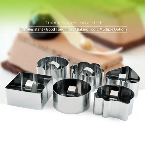 Stainless Steel Mousse Cake Ring Mold With Pusher Press Plate Heart Round Square Shape DIY Baking Tools For Kitchen Dessert