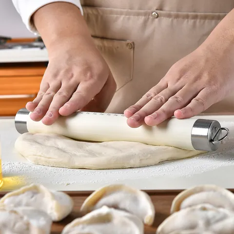 Tapete de Amasado de Silicona de Grado Alimenticio Engrosado Tapete de Repostería Antideslizante Con Escala de Medición Blanco Crema para Cocina