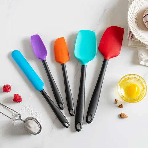 Heat Resistant Silicone Spatula Kitchen Cooking Tool Collection Multicolor Baking Utensil Assortment Non-Stick Scraper With Hanging Hole