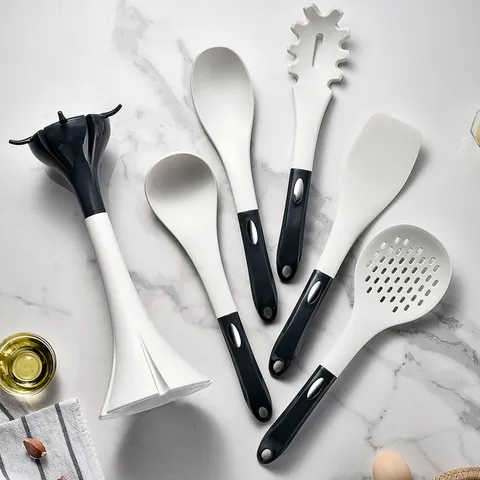 Juego de Utensilios de Cocina de Silicona Antiadherente de 6 Piezas Con Soporte de Almacenamiento Colgante Espátula de Cocina Resistente al Calor