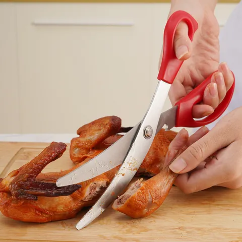 Multifunctional Stainless Steel Kitchen Scissors For Meat BBQ Poultry Bone Heavy Duty Food Scissors With Bottle Opener Red Black