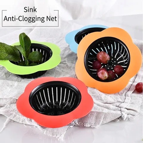 Creative Flower Shaped Sink Strainer TPR Plastic Kitchen Drain Cover Anti-Clogging Hair Catcher For Bathroom Utility Sink