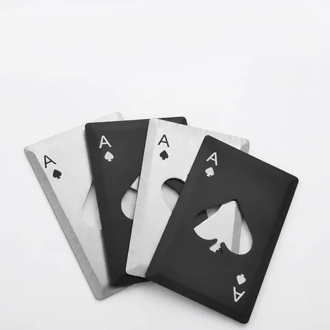Creative Stainless Steel Poker Card Ace of Spades Bottle Opener Portable Card Size Beer Cap Opener Bar Party Accessory