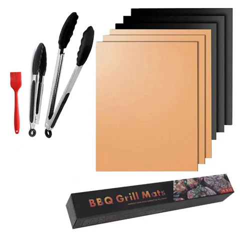 Non-stick BBQ Grill Mat Teflon High Temperature Resistant Glass Fiber Baking Mat Reuseable Easy to Clean Grill Accessories