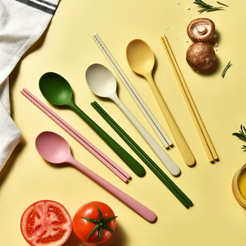 Portable Food Grade Silicone Chopsticks Spoon Anti-slip Heat Resistant Morandi Color Travel Tableware Dining Utensils Home