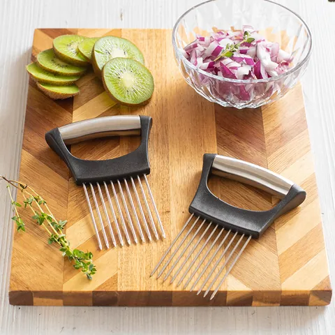Guía para Rebanar Cebollas de Acero Inoxidable 304 Protector Multifunción para Rebanar Verduras Ablandador de Carne