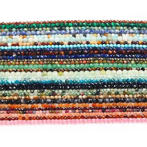 Natural Stone Faceted Round Loose Beads For DIY Jewelry Making Accessories Faceted Small Round Beads Semi-Finished Stone