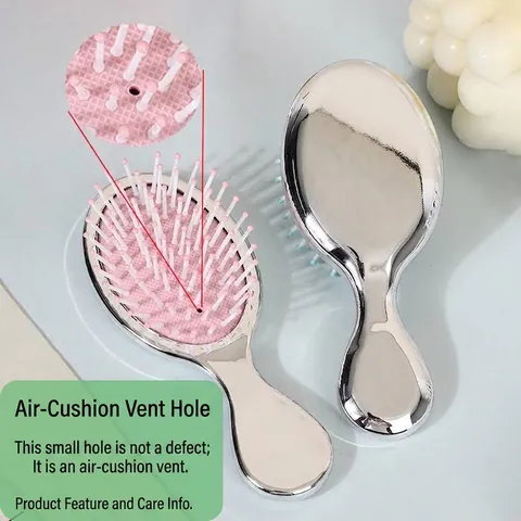 Mini Portable Air Cushion Hairbrush For Women Children Electroplated Detangling Massage Hair Comb ABS Small Scalp Brush Gift