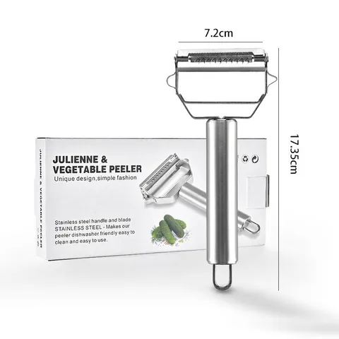 Stainless Steel Dual-Head Vegetable Peeler Julienne Grater Multi-Functional 2-In-1 Kitchen Peeling Tool For Potato Carrot