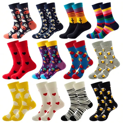 Trendy Street Skateboard Crew Socks Men Women Cotton Blend Fashion Novelty Patterned Casual Mid-Calf Socks Unisex Gift