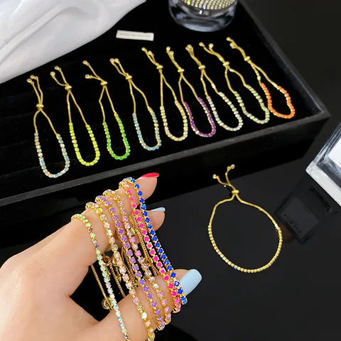 Luxus Titanstahl Strass Schiebearmband Für Damen Elegantes Verstellbares Tennisarmband Schmuck Geschenk