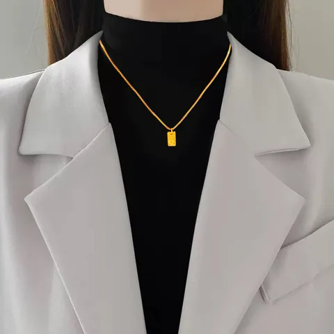 Collar con Colgante de Letra del Alfabeto de Acero Inoxidable Minimalista Mujeres Hombres Chapado en Oro Plata Etiqueta Rectángulo