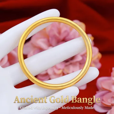Bracciale Rigido Semplice in Lega di Rame Oro Antico Opaco per Donna Retrò Minimalista Placcato Oro 18K Impilabile Bracciale a Cerchio