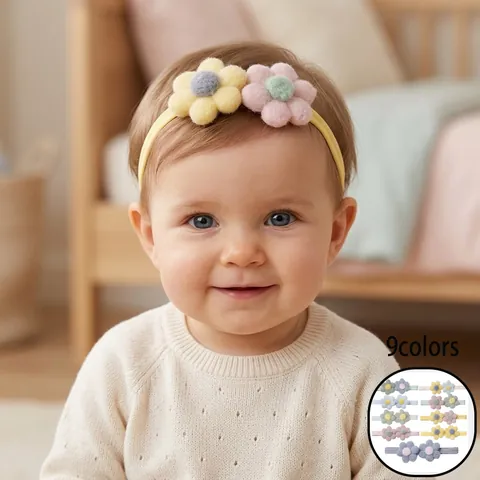 Baby Elastische Blume Stirnband Süß Plüsch Floral Haarband Für Kleinkinder Säuglinge Mädchen Haarschmuck 3D Dekorative Kopfbedeckung