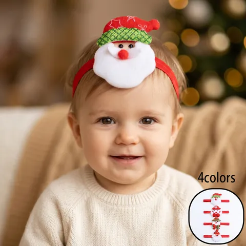 Bandeau de Noël Bébé Père Noël Bonhomme de Neige Bandeau Élastique pour Fillettes Accessoires de Cheveux de Fête
